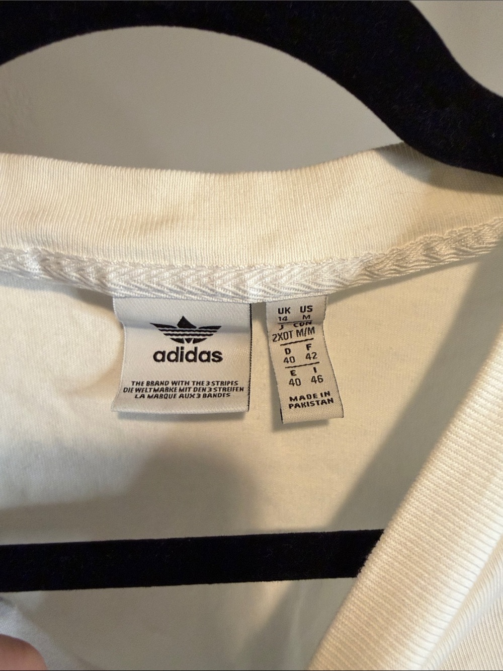 adidas White Cropped Muscle Tank with Black Trim - Picture 2 of 4